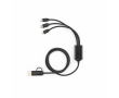 Braided 5-in-1 charging cable with multiple connectors 10W colour black