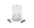 Transparent earphones with elongated speakers colour white