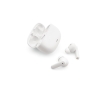 Earphones made from recycled materials in a case with battery colour white