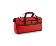 Sports bag made of RPET with black reflective straps colour red