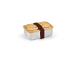 Recycled steel lunch box with bamboo lid and cutlery 490ml colour silver