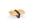 Glass and bamboo lunch box with cutlery and elastic band 800ml colour transparent