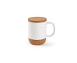 Eco-friendly ceramic mug with cork lid and base, 350 ml colour white