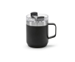 Recycled stainless steel mug with rotating lid, 350 ml colour black