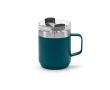 Recycled stainless steel mug with rotating lid, 350 ml colour petrol blue