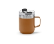 Recycled stainless steel mug with rotating lid, 350 ml colour camel