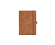 Eco synthetic leather A5 notebook with closure band and blank pages colour light brown