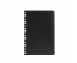 A5 notebook with soft cover and side spiral, ruled pages colour black
