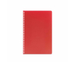 A5 notebook with soft cover and side spiral, ruled pages colour red