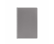 A5 notebook with soft cover and side spiral, ruled pages colour grey