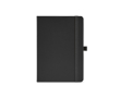 A5 recycled synthetic leather notebook with elastic closure and lined pages colour black