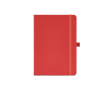 A5 recycled synthetic leather notebook with elastic closure and lined pages colour red