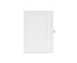 A5 recycled synthetic leather notebook with elastic closure and lined pages colour white