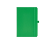 A5 recycled synthetic leather notebook with elastic closure and lined pages colour green