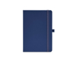 A5 recycled synthetic leather notebook with elastic closure and lined pages colour navy-blue