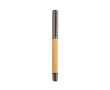 Bamboo and recycled stainless steel pen with blue ink nib colour shiny silver