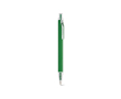Recycled aluminium pen with push-button mechanism and blue ink colour green