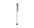 Recycled aluminium and bamboo rollerball pen with blue ink colour white