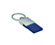 Deluxe keyring made of leather and metal for merchandising colour navy-blue