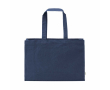 Natural eco cotton shopping bag with flat base 280 g/m2 colour navy-blue