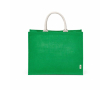 Laminated jute shopping bag with cotton handles 20 L colour green