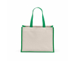 Recycled cotton and jute shopping bag with long handles 300 g/m² colour green