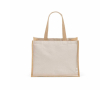 Recycled cotton and jute shopping bag with long handles 300 g/m² colour natural