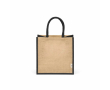 Laminated jute shopping bag with cotton handles 16 L colour black