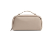 Water-repellent toiletry bag made from recycled leather colour beige