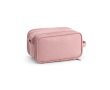 Hanging recycled synthetic leather toiletry bag with hook and three compartments colour pink