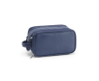 Hanging recycled synthetic leather toiletry bag with hook and three compartments colour navy-blue