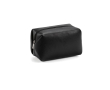 Geometric recycled faux leather toiletry bag with recycled lining colour black