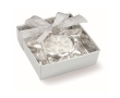 Decorative, star-shaped tea light holder made of glass colour silver