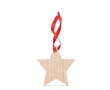 Wooden christmas star decoration with red ribbon for hanging colour wood