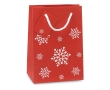 Small red gift bag with a white snowflake motif colour red