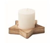 Vanilla scented candle with star-shaped holder, winter events colour wood
