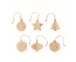 Wooden tree decoration set with jute cords, 6 pieces colour wood