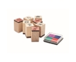 Wooden christmas stamps (x8), with colourful ink pads colour natural