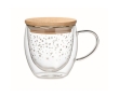 Glass cup with stars and bamboo lid, 220 ml colour transparent