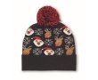 Knitted Christmas hat with band and pompom colour black