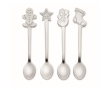 Set of 4 Christmas teaspoons in a gift box colour matt silver