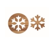 Set of 2 acacia wood coasters in the shape of a snowflake colour wood