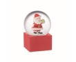 Small glass ornament with Santa Claus inside, with polyresin base colour red