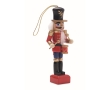 Wooden Christmas ornament in small classic nutcracker shape colour red
