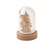 Wooden Christmas ornament, transparent casing, LED light colour wood
