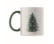 Ceramic mug, Christmas design, matching handle, 300 ml colour dark green