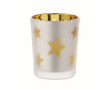 LED candle, glass jar, Christmas stars colour gold