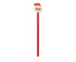 Poplar wood pencil with Christmas motifs and eraser colour red