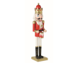 Decorative wooden nutcracker character with stable base colour red