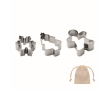 Set of 3 stainless steel cookie cutters in Christmas shapes colour beige